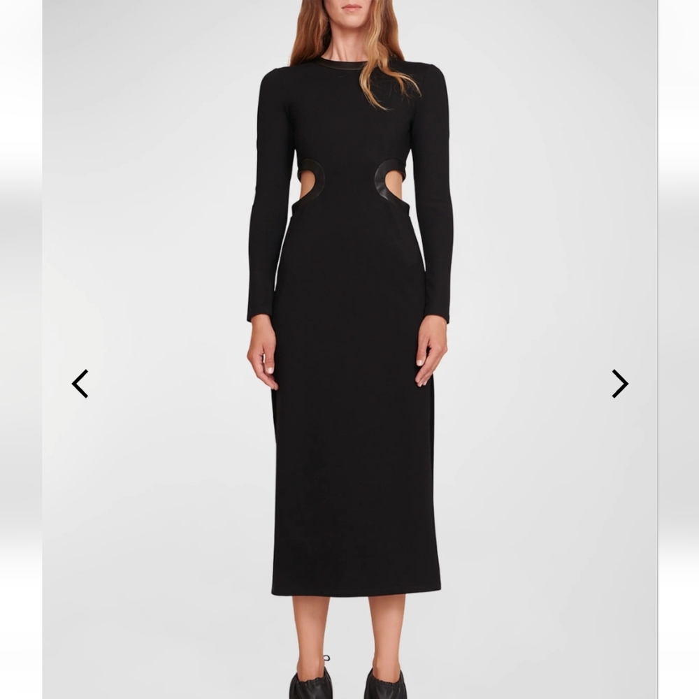 New Staud Dolce Cutout Dress W/Vegan Leather trim